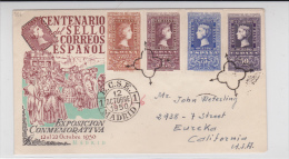 ESPAGNE - 1950 - TRES RARE ENVELOPPE FDC De MADRID Pour EUREKA (CALIFORNIE) - Lettres & Documents