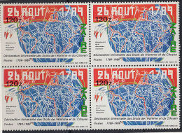 A0285 ZAIRE 1990, 200th Anniv French Revolution, 120Z Block Of 4,  MNH - Neufs