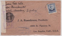 1936 - ENVELOPPE De BARCELONA Avec RARE CENSURE Du COMITE De MILICES ANTIFASCISTES Pour LOS ANGELES (USA) - Lettres & Documents