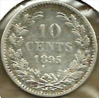 NERTHERLANDS 10 CENTS WREATH FRONT QUEEN HEAD BACK 1895 AG SILVER SCARCE KM116 VF READ DESCRIPTION CAREFULLY !!! - 10 Centavos