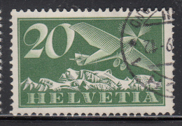 Switzerland Used Scott #C4 20c Airplane, Green And Light Green - Used Stamps