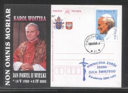 AUTUMN SALE POLAND POPE JPII 2005 SPECIAL FAREWELL COMMEMORATIVE COVER FROM PIWNICZNA ZDROJ TYPE 1 RELIGION CHRISTIANITY - Cartas & Documentos