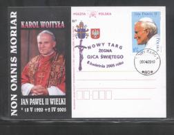 AUTUMN SALE POLAND POPE JPII 2005 SPECIAL FAREWELL COMMEMORATIVE COVER FROM NOWY TARG TYPE 1 RELIGION CHRISTIANITY - Storia Postale