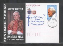 AUTUMN SALE POLAND POPE JPII 2005 SPECIAL FAREWELL BLUE COMMEMORATIVE CANCEL NOWY SACZ TYPE 2 RELIGION CHRISTIANITY - Brieven En Documenten