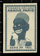 Original Poster Stamp Cinderella Reklamemarke Timbres Reclame  Abadie Paris Tobacco Cigarette Caricature Black Americana - Tabacco