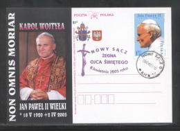 AUTUMN SALE POLAND POPE JPII 2005 SPECIAL FAREWELL VIOLET COMMEMORATIVE CANCEL NOWY SACZ TYPE 1 RELIGION CHRISTIANITY - Lettres & Documents