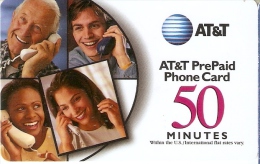 TARJETA DE ESTADOS UNIDOS DE AT&T DE 50 MINUTES DE 4 PERSONAS HABLANDO POR TELEFONO - AT&T