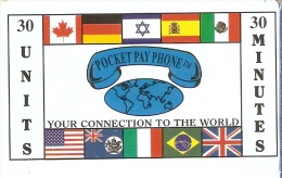 TARJETA DE ESTADOS UNIDOS DE POCKET PAY PHONE CON BANDERAS: ISRAEL-ESPAÑA-ALEMANIA-BRASIL, ETC - Otros & Sin Clasificación