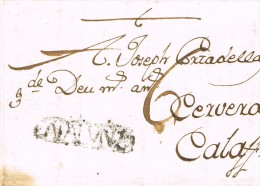 5186. Carta Entera Pre Filatelica ALFARRAS (Lerida) 1784 - ...-1850 Prephilately