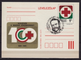 Henry Dunant - Red Cross - Special Stamping - STATIONERY - POSTCARD - MNH / FDC - 1986 Hungary - Henry Dunant