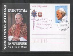 AUTUMN SALE POLAND POPE JPII 2005 SPECIAL FAREWELL COMMEMORTIVE CANCEL MUSZYNA SET OF 4 PCS RELIGION CHRISTIANITY - Storia Postale