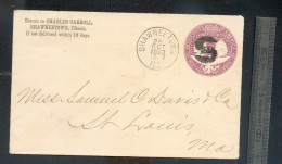 Entier Postal  Shawneetown Illinois 1893 "columbus And Liberty" Oblitéréation "S" Et Cachet "arrived Late" Au Dos - ...-1900