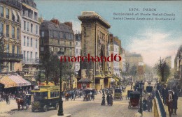 PARIS BOULEVARD ET PORTE SAINT DENIS  Editeur ELD E L Deley  AUTOBUS ET FIACRES - Arrondissement: 02