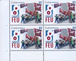 G)2013CUBA8TH FEU (COLLEGE STUDENT FEDERATION) CONGRESS, BLOCK OF 4,  MNH - Unused Stamps