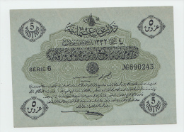 OTTOMAN TURKEY 5 PIASTRES 1332 UNC NEUF P 96 - Türkei