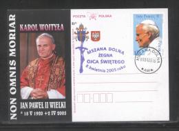 AUTUMN SALE POLAND POPE JPII 2005 SPECIAL FAREWELL COMMEMORTIVE CANCEL MSZANA DOLNA SET OF 4 PCS RELIGION CHRISTIANITY - Storia Postale