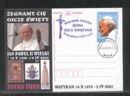 AUTUMN SALE POLAND POPE JPII 2005 SPECIAL FAREWELL COMMEMORATIVE COVER FROM MSZANA DOLNA TYPE 3 RELIGION CHRISTIANITY - Storia Postale