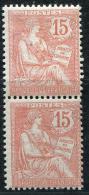 FRANCE - MOUCHON - N° 125 **, PAIRE VERTICALE - SUP - Unused Stamps