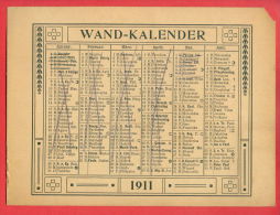 K834 / 1911 - WAND KALENDER - BIG Calendar Calendrier Kalender - Deutschland Germany Allemagne Germania - Big : 1901-20