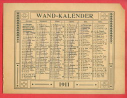 K834 / 1911 - WAND KALENDER - BIG Calendar Calendrier Kalender - Deutschland Germany Allemagne Germania - Formato Grande : 1901-20