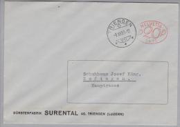 Heimat LU Triengen 1953-12-09 Firmenfreistempel #1411 Bürstenfabrik Surenthal - Affrancature Meccaniche