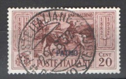 EGEO PATMO 1932 GARIBALDI 20 C.ANNULLATA - Egeo (Patmo)