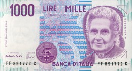 ITALIA   1000  LIRE MONTESSORI      CON VARIETA  DI COLORE  AZZURRINA  FDS - 2000 Liras