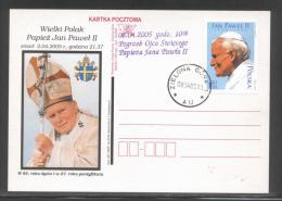 AUTUMN SALE POLAND 2005 POPE JOHN PAUL II ZIELONA GORA FUNERAL COMMEMORATIVE CANCEL CARD TYPE 1 MATT RELIGION - Cartas & Documentos