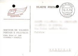 Luanda Filatelia Postmark 1985 Postcard - Bilhete Postal - Angola