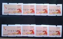 Set Of 8  2013 ATM Frama Stamp--Spiritual Snake & Ancient Chinese Gold Coin- Chinese New Year Black Imprint Unusual - Erreurs Sur Timbres