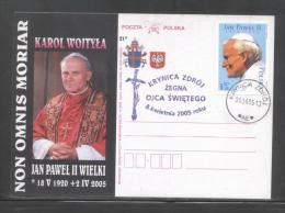 AUTUMN SALE POLAND POPE JPII 2005 SPECIAL FAREWELL COMMEMORATIVE CANCEL KRYNICA ZDROJ SET OF 4 PCS RELIGION CHRISTIANITY - Covers & Documents