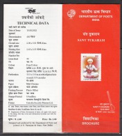 INDIA, 2002, Sant Tukaram, (Mystic Poet And Humanitarian), Folder - Lettres & Documents