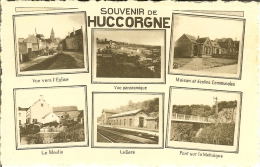 CP Souvenir De HUCCORGNE " L'église , Le Moulin ,la Gare , écoles  ..." . - Wanze