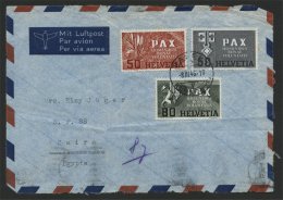 SWITZERLAND, 3 PAX STAMPS 50, 60 80 CENTIMES ON FRONT FROM AIRPOST COVER EGYPT (FRONT) - Storia Postale