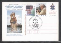 POLAND 2005 POPE JOHN PAUL II (PRZEMET) CORONATION OF WIELENSKA MADONNA SPECIAL CACHET SET OF 4 SPECIAL CARDS - Storia Postale