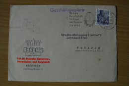 Rostock 4.8.1962 Rokoma VEB (K) Rostocker Konserven-, Marmeladen- Und Essigfabrik Rostock  Nach Teterow - Storia Postale