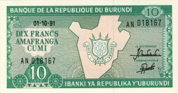 BILLET # BURUNDI # 10  FRANCS # 1981 # NEUF # PICK 33 - Burundi