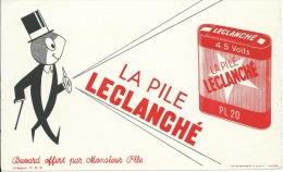 La P0li LECLANCHE ...Buvard Offert Par Mr Pile - Fond Blanc - Batterie