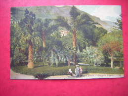 CPA MONTE CARLO  GROUPE DE PALMIERS  ANIMEE EN PETIT  VOYAGEE 1908   TIMBRE MONACO - Jardin Exotique