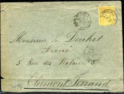 LEVANT - FRANCE N° 92, OBL. CAD CONSTANTINOPLE LE 20/1/1885 POUR CLERMONT-FERRAND - TB - Sonstige & Ohne Zuordnung