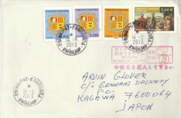 Lettre Du Village D'Encamp Adressée  A Kagawa Au Japon, Cachet Postal Japonais Au Recto Enveloppe - Frankeermachines (EMA)