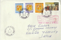 Lettre Du Village D'Encamp Adressée  A Kagawa Au Japon, Cachet Postal Japonais Au Recto Enveloppe - Franking Machines (EMA)