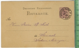 Steinach, Ganzsache Geschäftspost  Um 1880/1890, Verlag: ----,  POSTKARTE, Mit Frankatur, Mit Stempel, DRESDEN-ALTST. - Meiningen