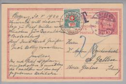 Heimat SG St.Gallen 1920-05-31 Taxierter Brief Aus Bregenz - Taxe