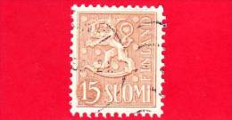 FINLANDIA -  1957 - Definitivi Serie II - Tipo Leoni - Leone Rampante - Coat Of Arms - 15 - Used Stamps