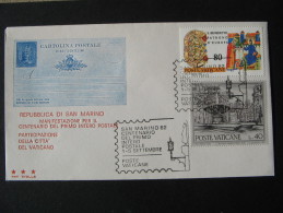 VATICANO /SAN MARINO 1982 MANIFESTAZIONE 1° INTERO POSTALE CENTENARIO - Storia Postale