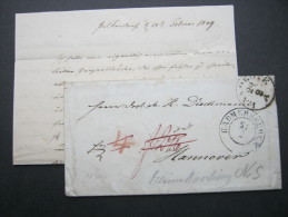 1849, LANDBOTE, Brief Aus HADMERSLEBEN Nach Hannover , Mit Inhalt - Precursores