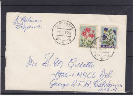 Fleurs - Islande - Lettre De 1959 - Oblitération Borgarnes  - Expédié Vers Les Etats Unis - Cartas & Documentos