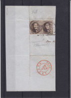 Belgique - Devant De Lettre De 1852- Oblitération Beaumont ( Hainaut ) - Cachet D' Anvers - 1851-1857 Médaillons (6/8)