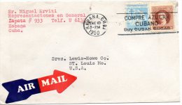 Cuba 1950 Cover Mailed To USA - Brieven En Documenten